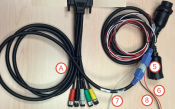 Picture of the connection between the OBCPIGOCTO cable and the power/engine diagnostics cables.