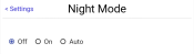 Settings Night Mode screen