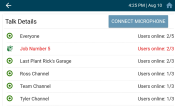 Talk screen with channels
