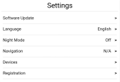 Settings screen