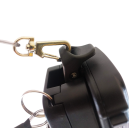 Cradle and radio with both ends of lanyard attached