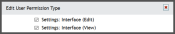 Permission Type privileges for editing and viewing interfaces