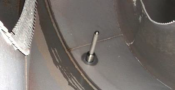 Probe placement between drum blades