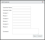 Add Customer dialog window