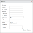 Add Ticket dialog window