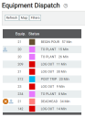 Equipment Dispatch screen in list format