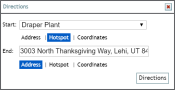 Directions dialog window
