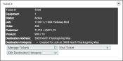 Ticket number and information dialog window