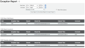 Exception Report screen