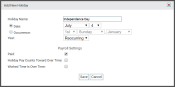 Add New Holiday dialog window