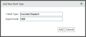 Add New Work Type dialog window