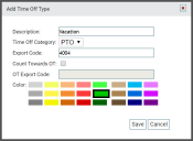 Add Time Off Type dialog window
