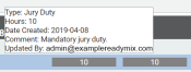 Time Off Request hovering dialog window