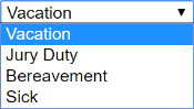 Time Off Types drop-down menu