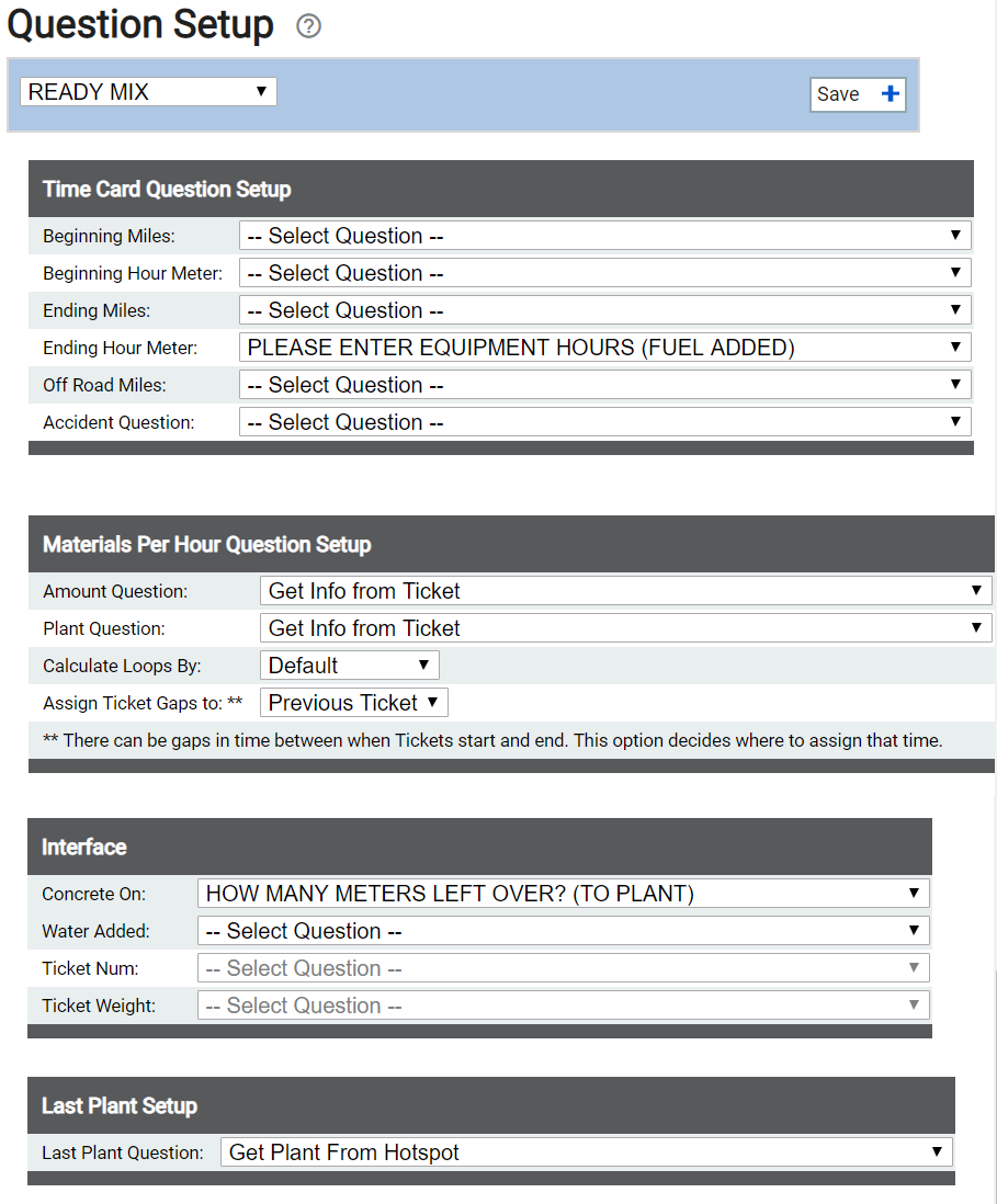 Question Setup Settings | TrackIt Web Console