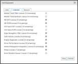Equipment Licenses tab