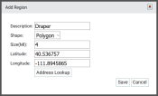 Add Region dialog window